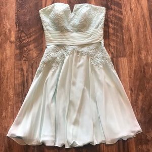 Strapless mint green dress